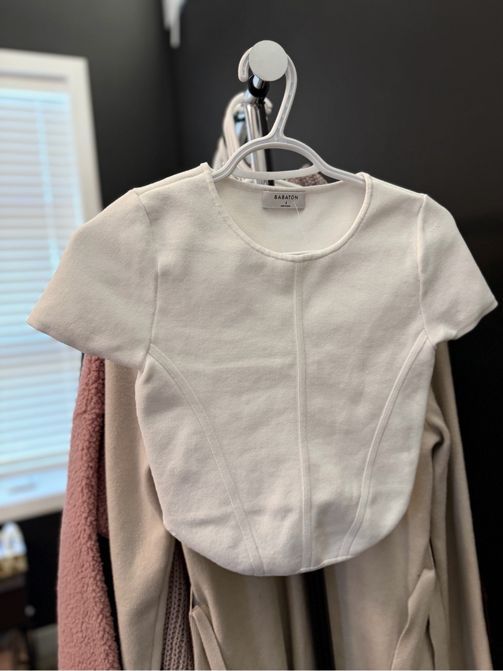Babaton | White Sculpt Knit Corset T Shirt | Small
